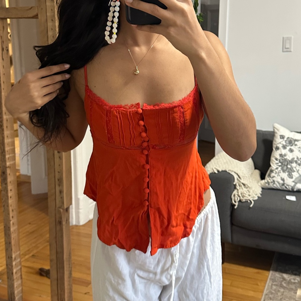 Urban Outfitters Red Corset-Style Blouse